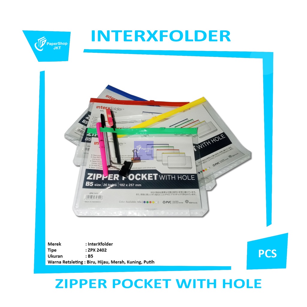 

INTERXFOLDER - Zipper Pocket With Hole B5 - 2402 - Pcs