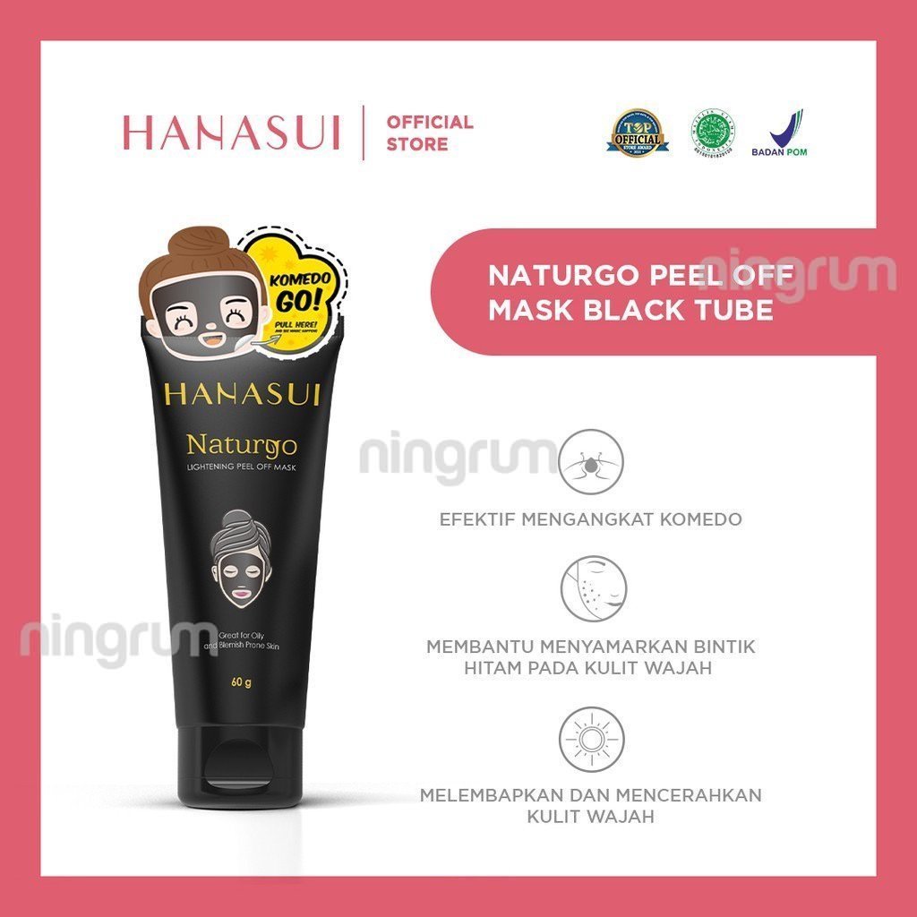 Ningrum Hanasui Peel Off Mask Tube White Egg | Black Face Mask Masker Komedo BPOM Ori | Masker Peel Off Naturgo - 5006