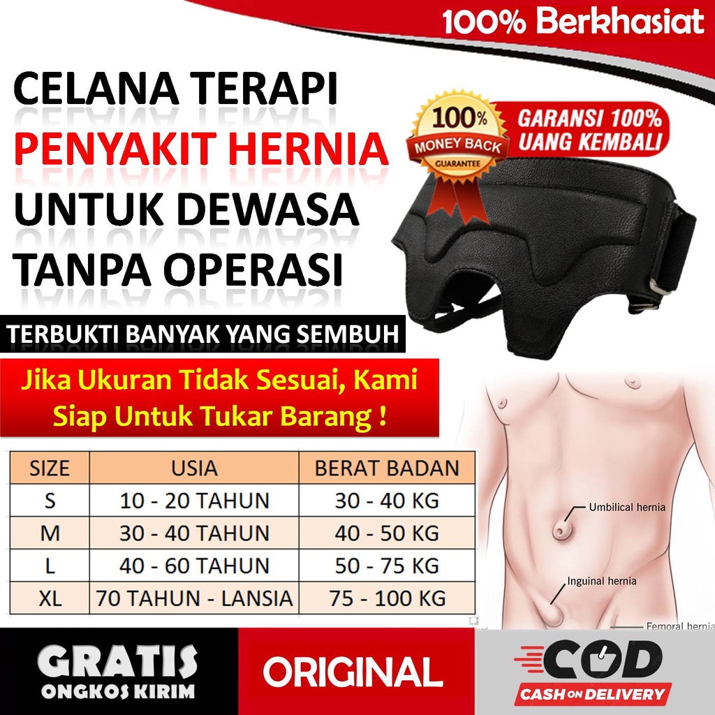 Celana Hernia, non Magnetik Pria Dewasa Original, Cd hernia Terapi Atasi Hernia, Turun Berok, Tanpa 