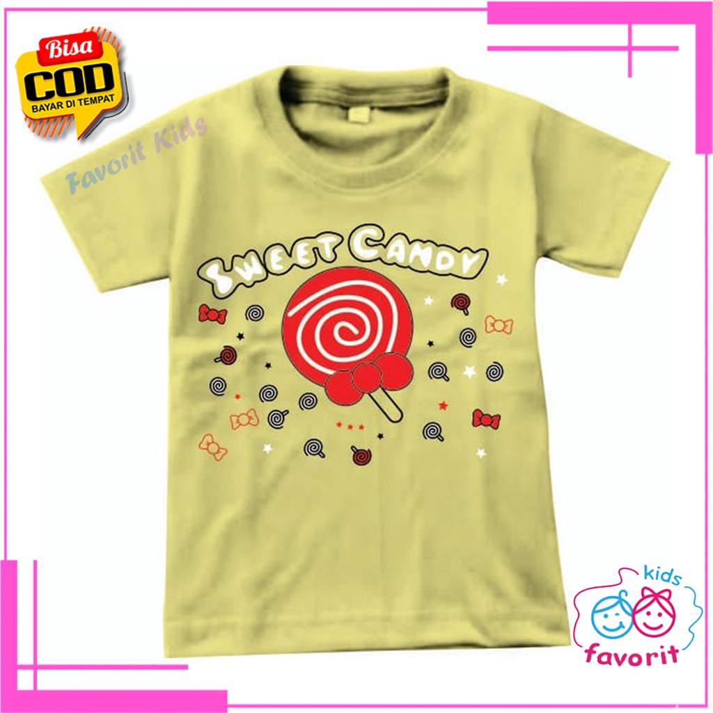 Baju kaos atasan sweet candy anak perempuan lengan pendek