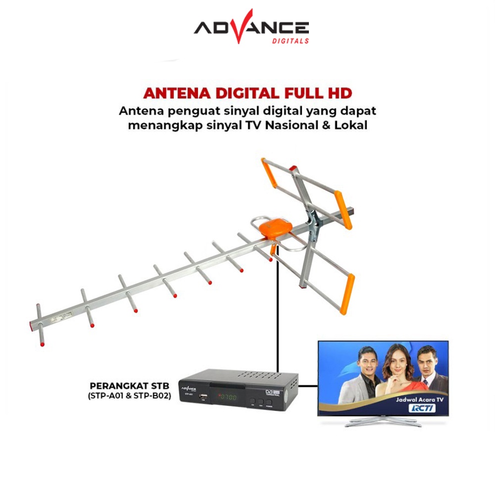 Antena Outdoor Advance UHF Analog Digitals Supprot AA-801 FULL HD / Antena Praktis DVB-T2 1080p High Gain / Anti Karat Waterproof | Advance AA 801 Antena TV Luar Ruangan / Antena TV Outdoor Full HD 1080 Advance AA-801 | FMS