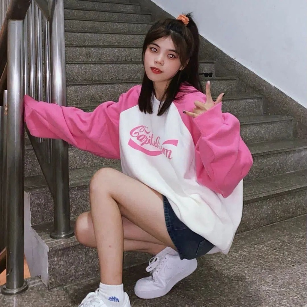 ♙❏2022 Musim Gugur Plus Beludru Warna Kontras Splicing Desain Perasaan Niche Longgar Kasual BF Malas Angin Leher Bulat Lengan Panjang sweater Wanita