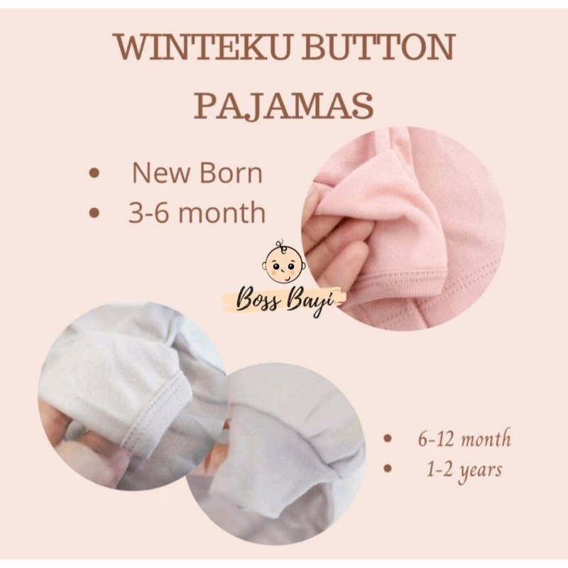 WINTEKU Setelan Panjang Kancing Depan Bayi Anak Seri Warna Polos