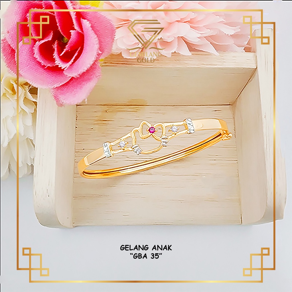 GELANG ANAK EMAS ASLI KADAR 300 (6K) & 375 (8K) MODEL HELLO KITTY KEPALA GELANG ANAK EMAS KARAKTER L