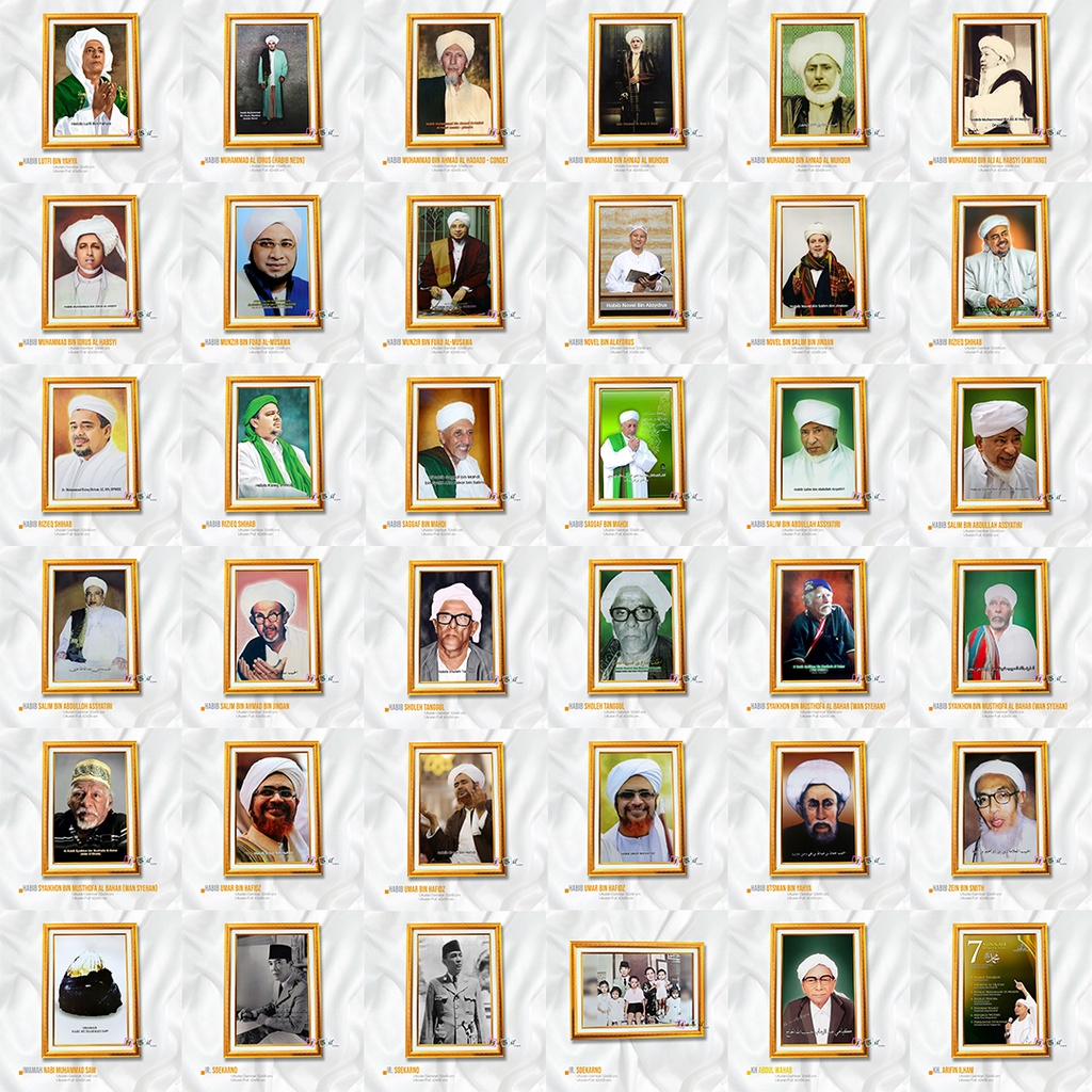 FOTO ULAMA DAN HABAIB + BINGKAI UKURAN 32x48CM UKIR GOLD