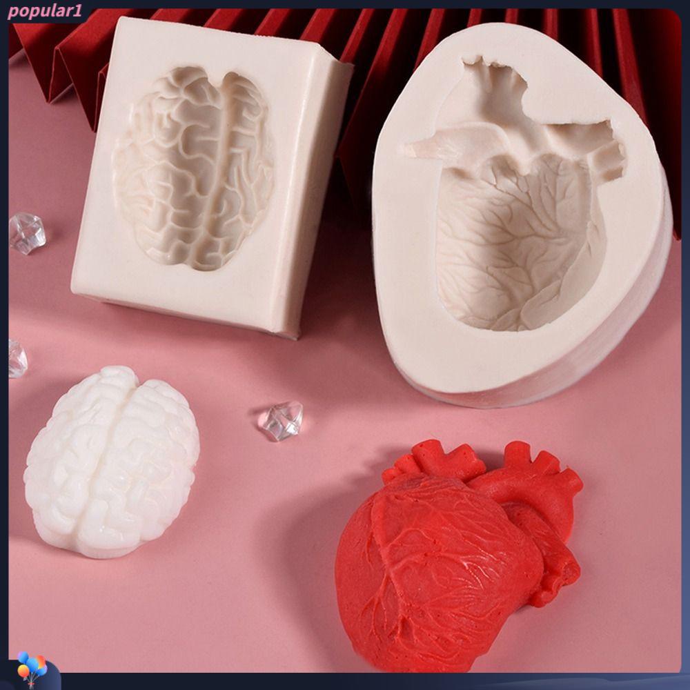 Populer Halloween Brain Heart Perlengkapan Baking Retro Hias Drip Mold Cetakan Silikon