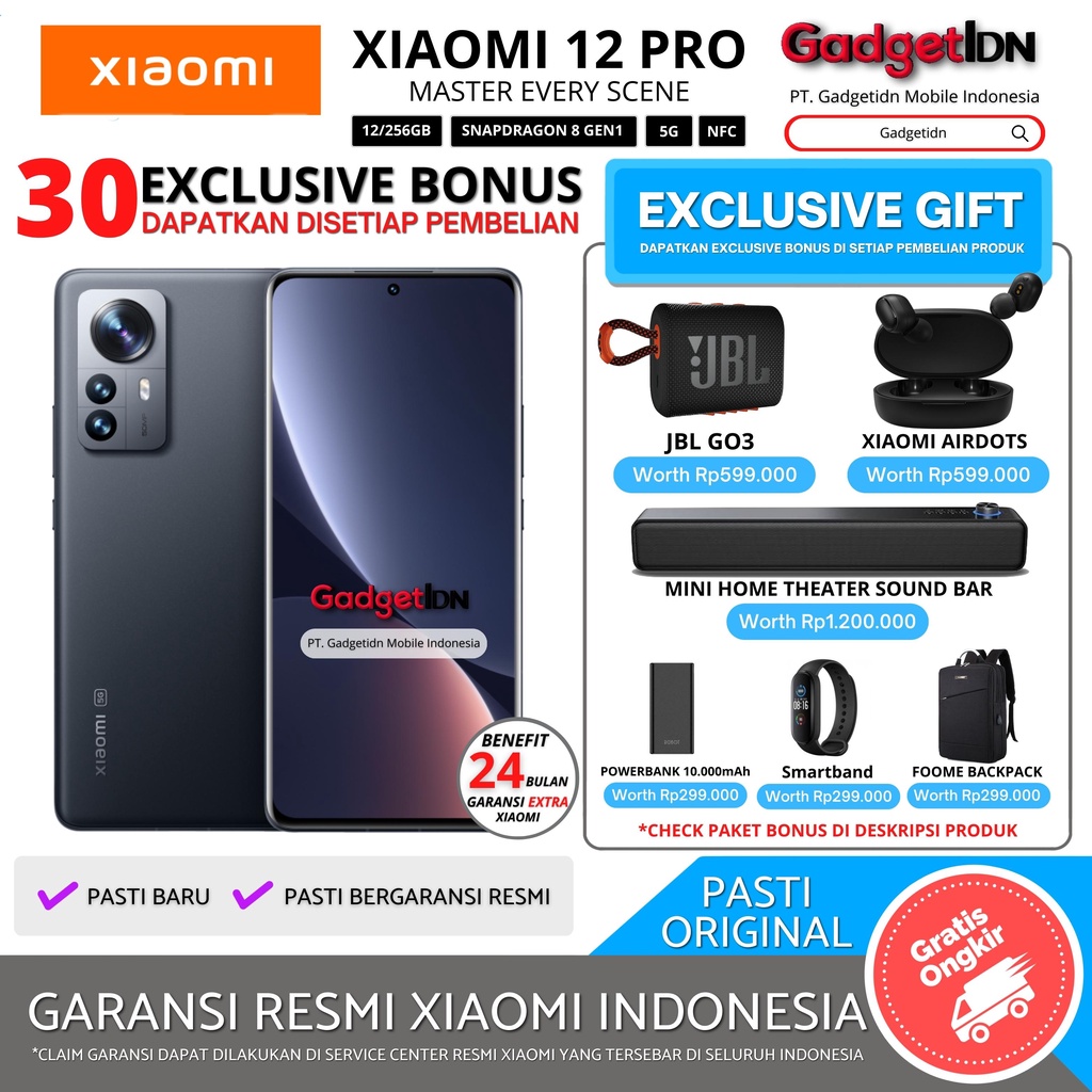 XIAOMI 12 PRO 12/256GB 5G NFC GARANSI RESMI XIAOMI