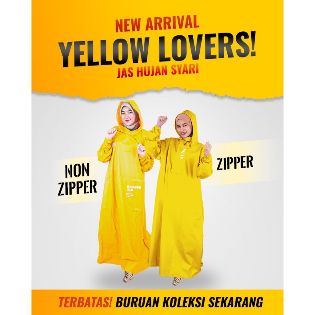 Jas Hujan Hijas Warna Kuning Model Hijab Gamis Syari Untuk Pria Dan Wanita