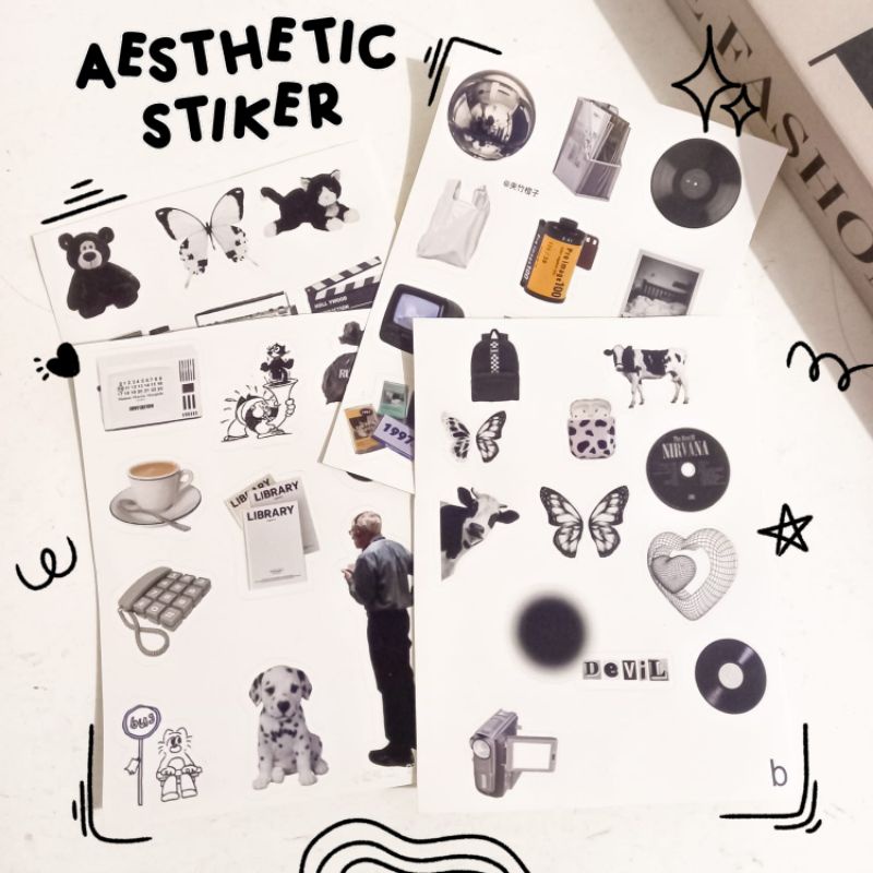 

[HALOPOLAROID] STICKER DECO STIKER AESTHETIC STICKER MONOCHROME KOREAN CUTE AESTHETIC