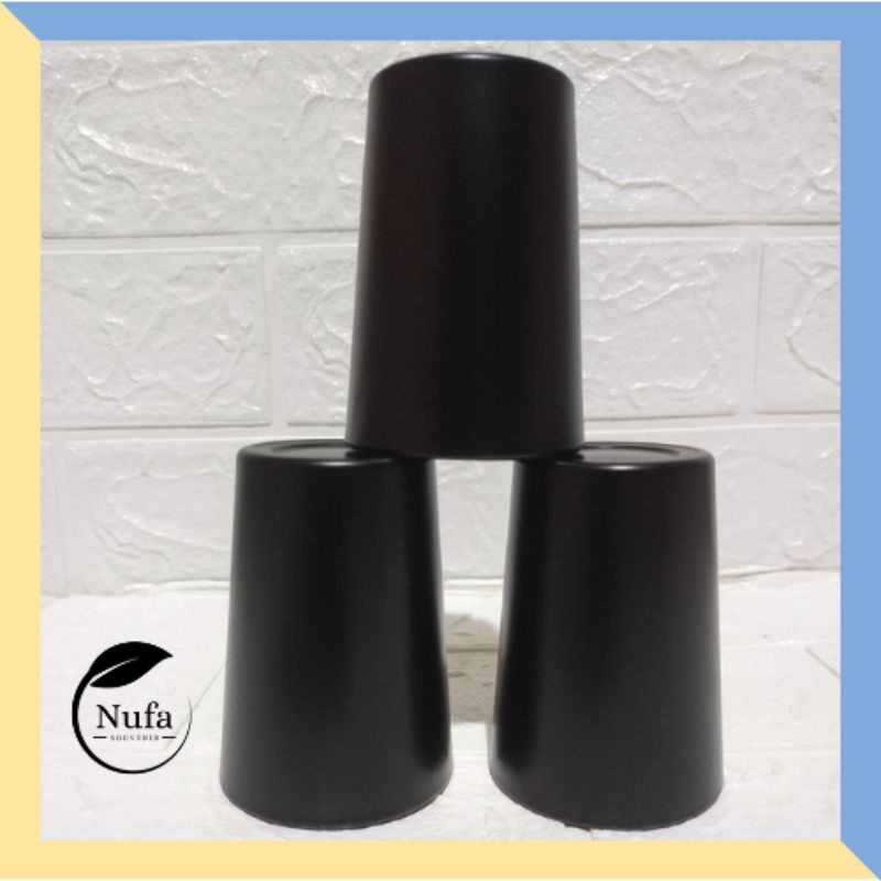 Souvenir pernikahan murah gelas hitam doff tanpa kemas dan sablon