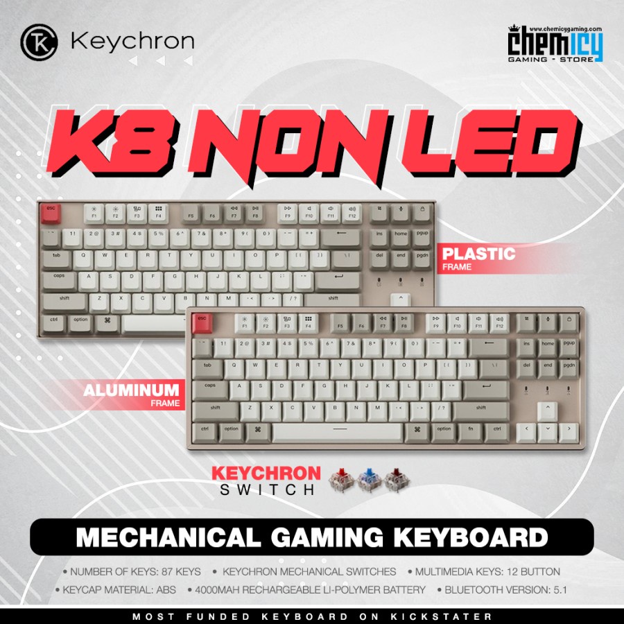 Keychron K8 Non LED Hotswap Wireless Mechanical Gaming Keyboard