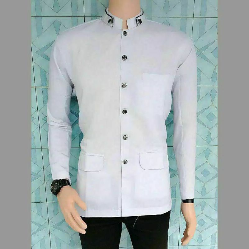 Jaz Semi Koko Polos Lengan Panjang Saku 3 Jaz Pria Dewasa