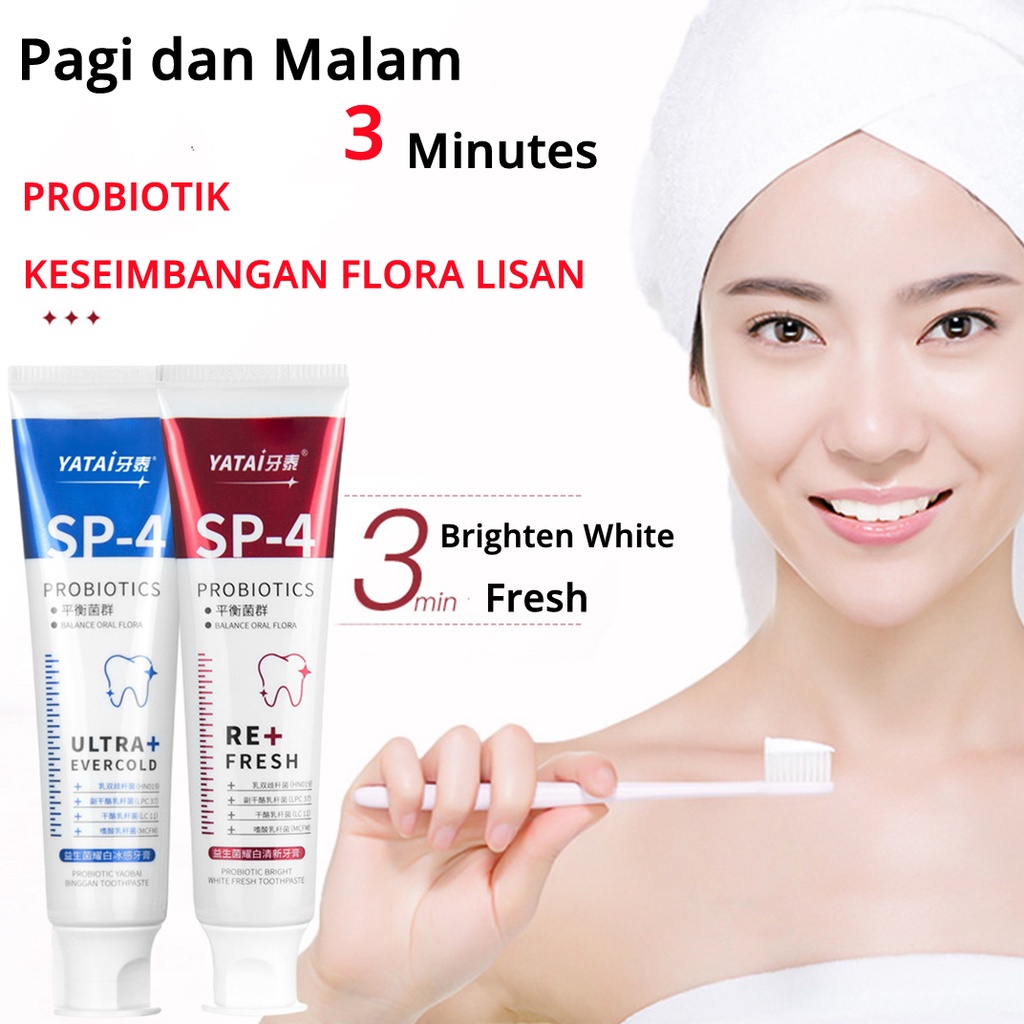 YATAI SP-4 Pasta Gigi Pemutih Probiotik Penghilang Karang Gigi Pemutih Gigi Kuning Permanen Nafas Segar Menyeimbangkan Flora Mulut Odol Probiotics Whitening Fresh Toothpaste 120g