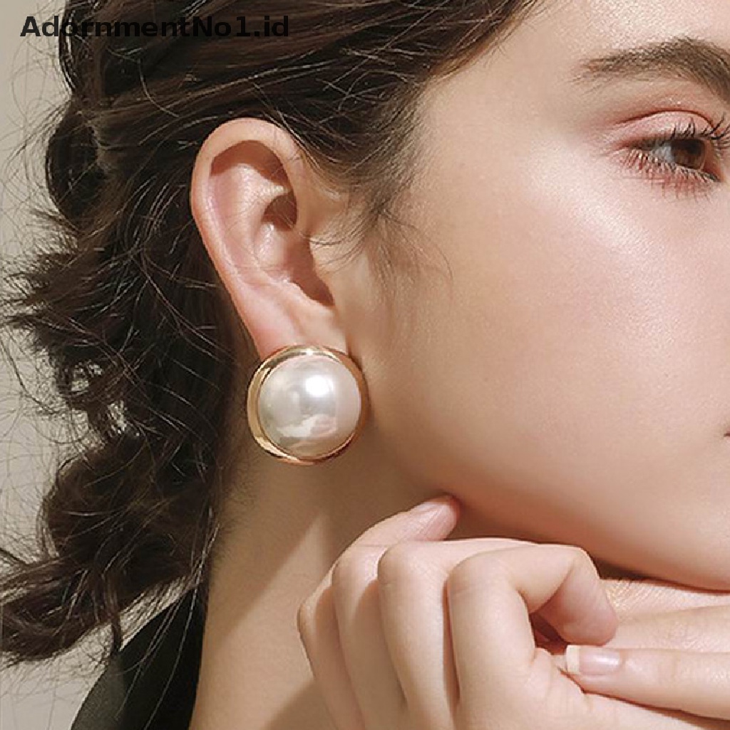 [AdornmentNo1] Anting Tusuk Mutiara Simulasi Bulat Besar Korea Untuk Wanita2021Terbaru Klasik Elegan Earings Perhiasan Fashion [ID]