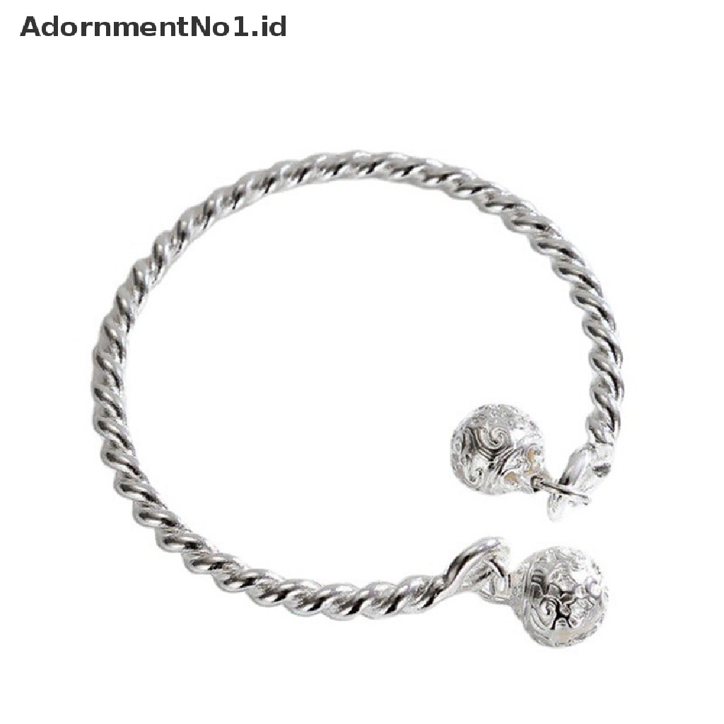 [AdornmentNo1] Pretty Palace Bell Cuff Bangle Gelang Jingle Ring Bell Bangle Memutar Garis Double Bell Cuff Bangle Fashion Pesta Perhiasan Pasangan Hadiah Natal [ID]