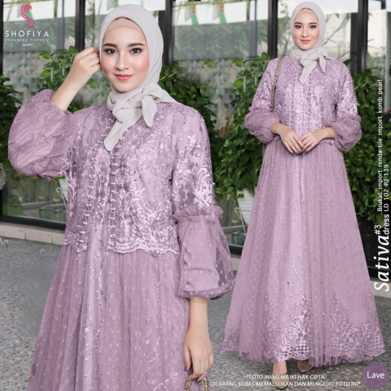 GAMIS KONDANGAN SATIVA DRESS#3 GAMIS BROKAT FULL FURING GAMIS PENGIRIMG PENGANTIN