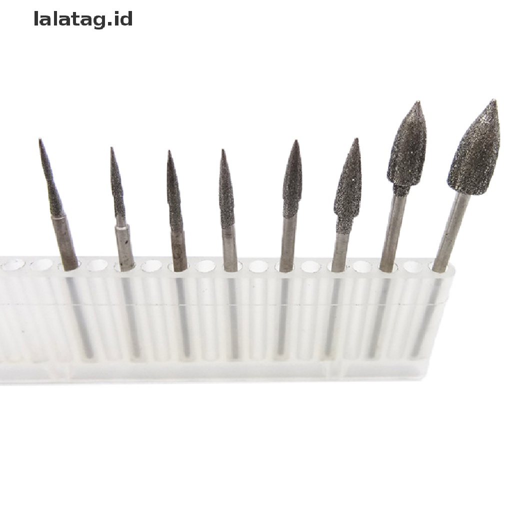 [lalatag] 8pcs diamond grinding head polishing needle bits burrs Alat Ukir Batu Logam [ID]