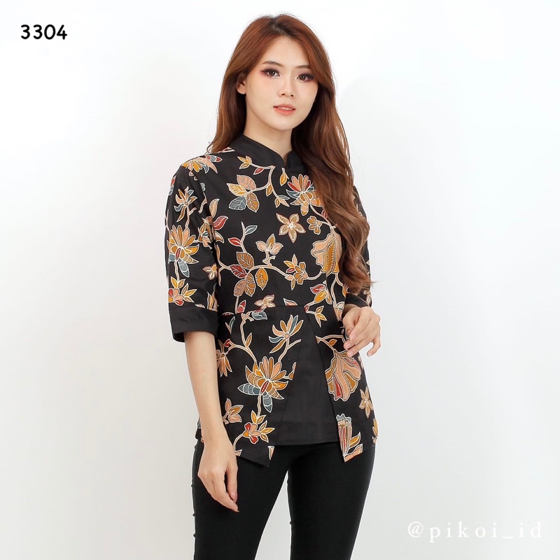 Atasan batik wanita / baju batik peplum wanita lengan panjang kancing busui / batik kimono / 3304