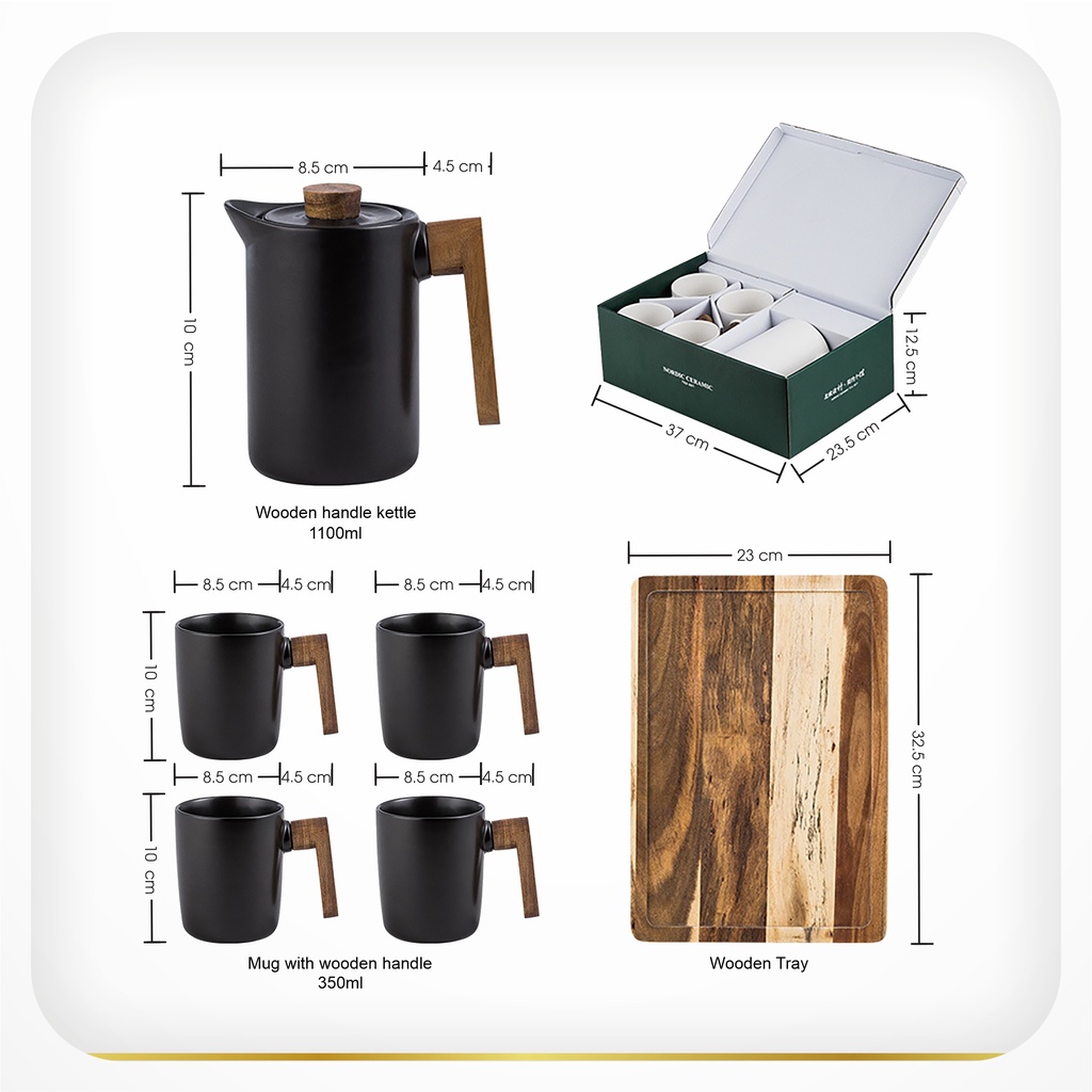 Japanese Chinese Cangkir Teko Keramik Piring Lepek Tatakan Kecil Mini Set 5 in 1 Teh Tea Cup Kopi Minum Dapur Hampers Hadiah Gift Box Kado Ulang Tahun