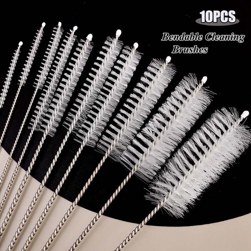 10pcs Sikat Multifungsi Tabung Nilon Dapat Ditekuk Untuk Minum Sedotan Kacamata Cangkir Keyboard Perhiasan Cleaning Brush Clean Tools