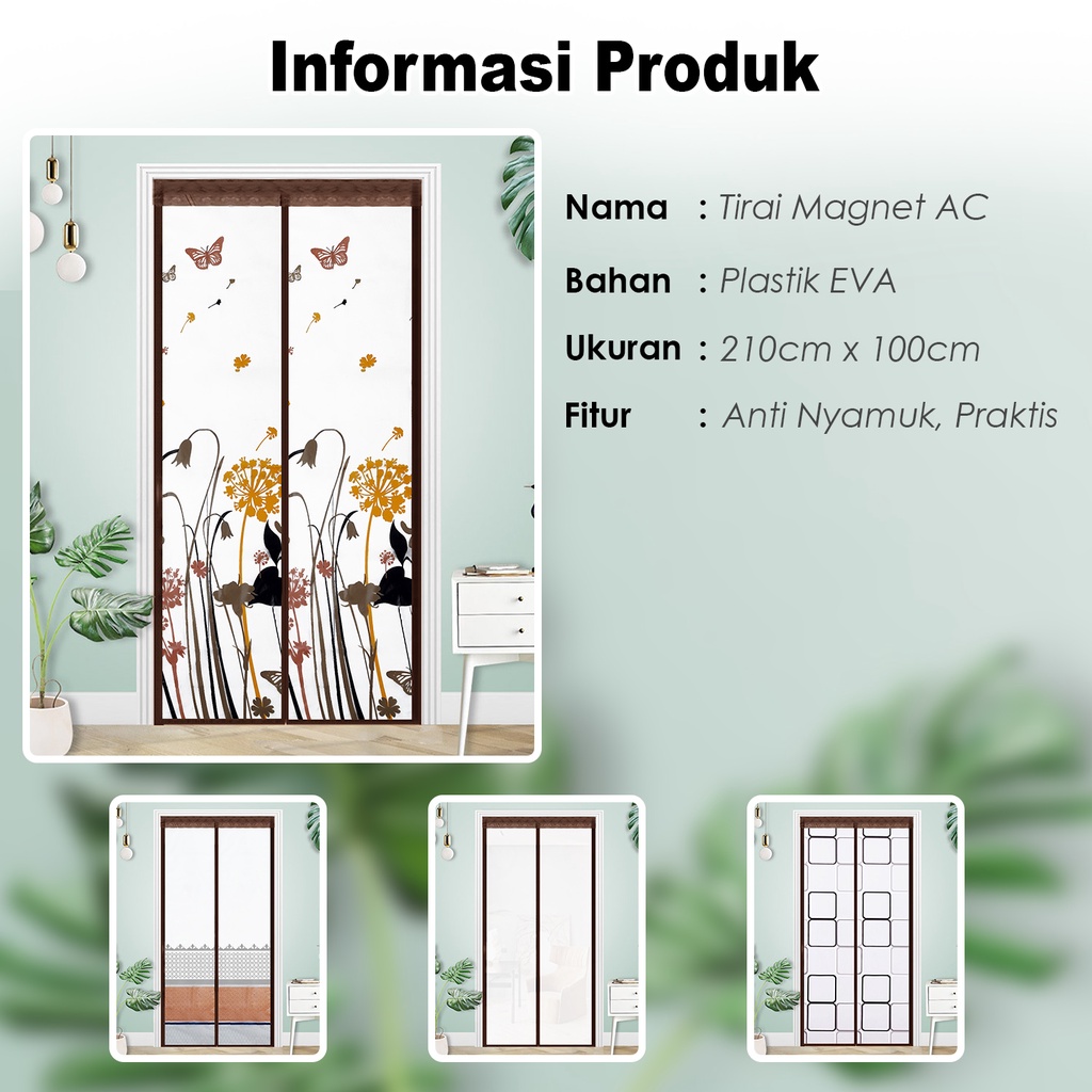 Tirai Magnet Elegan High Quality Bahan PEVA Ukuran 210cmx100cm Tirai Magnet Megahomedecor M3A