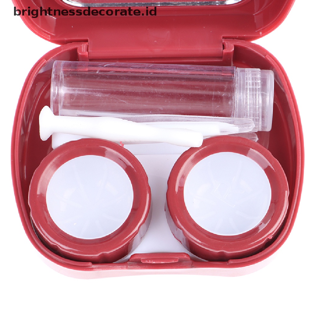 [Birth] Kotak Kontak Lensa Sederhana Desain Hati Travel Lens Box Set Dengan Cermin Mata Lensa Tempat Wadah Tempat Kontak Kosmetik Contact Lens [ID]