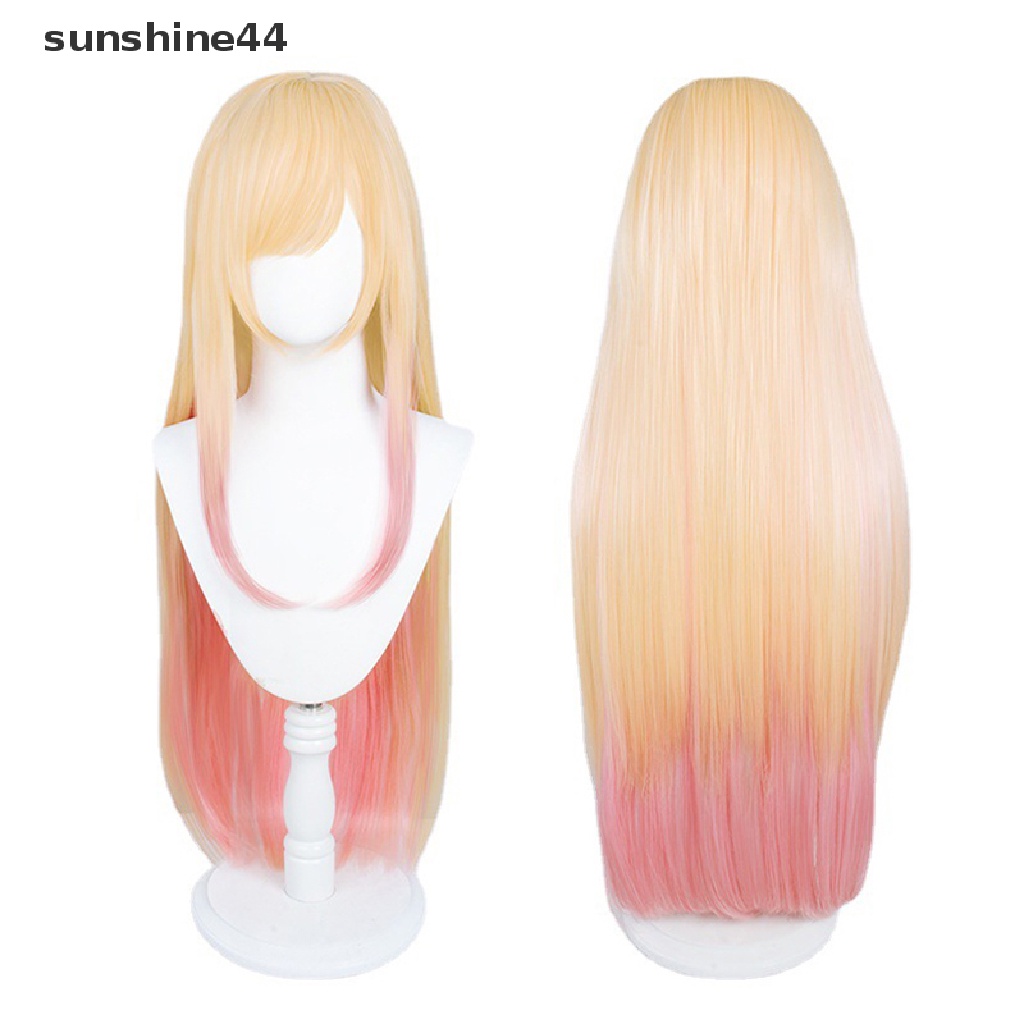 Sunshine 80cm Long Marin Kitagawa Wig Gaunku Sayang Cosplay Wig Kuning Pink Celup Gradien Wig Cosplay Anime Tahan Panas Wig Sintetis.