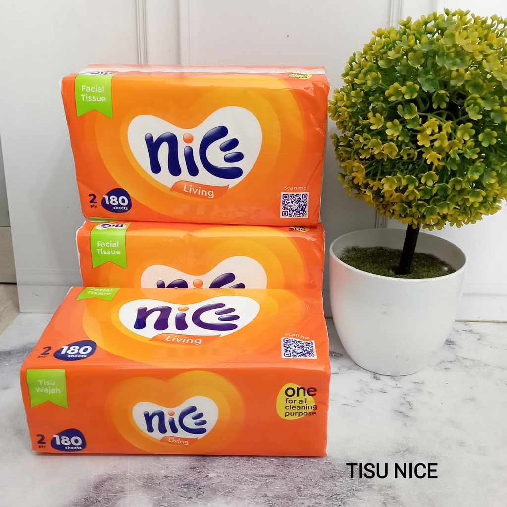 TISU NICE BIJIAN ISI 180 SHEETS 2 PLY KEMASAN BARU- Tissue Nice/Tisu Paket/Tisu Nice Murah/Tisu Prom