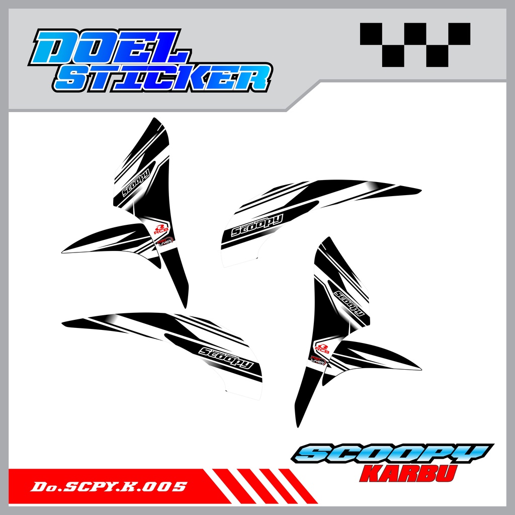 Sticker Striping Honda SCOOPY Karbu Tahun 2010-2013 List Variasi Hologram , Crome Doel 005