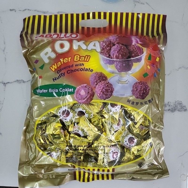 

APOLLO ROKA WAFER BALL 420g nutty chocolate Wafer bola coklat