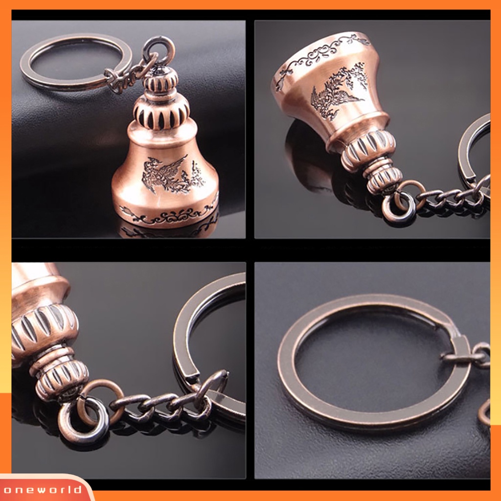 {oneworld} Gantungan Kunci Bell Retro Suara Keripik Zinc Alloy Keychain Pendant Untuk Kunci