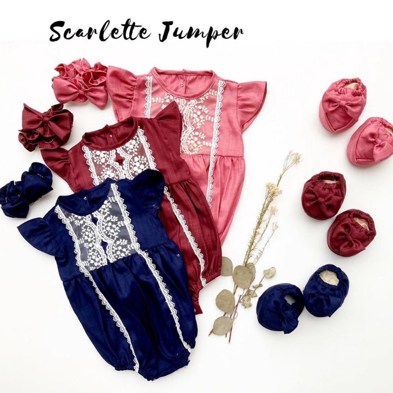 Baju Setelan Bayi Perempuan Jumper set Bandana Sepatu MADELINE/CELLY/SCARLETTE