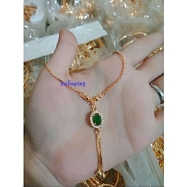 Kalung Wanita Permata Hijau Berlapis Emas Xuping COD