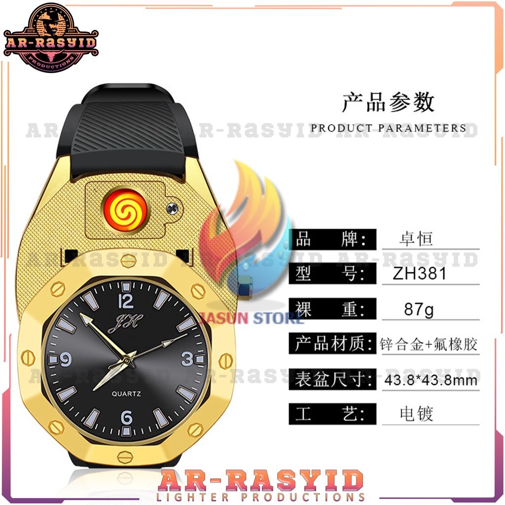 BISA COD! Korek Api USB Elektrik Jam Watch Zhauheng Lighter ZH-381 2042