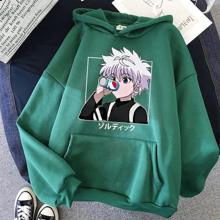 X HUNTER  Killua Zoldyk Sweater Hoodie Trendy II X HUNTER  Killua Zoldyk Jumper Hoodie II Sweter Oblong Topi Sz M - XL ( Pria &amp; Wanita / Anak &amp; Dewasa )