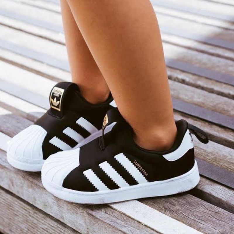 SEPATU ANAK ADIDAS SUPERSTAR SLIP ON KIDS MERMAID  balck White