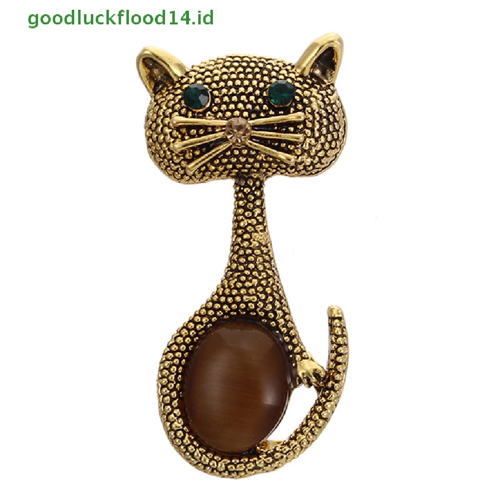 [GOOGFOUR] Mata Kucing Batu Bros Pin Hewan Bros Kerah Klip Pernikahan Opal Wanita Brooch [TOP]