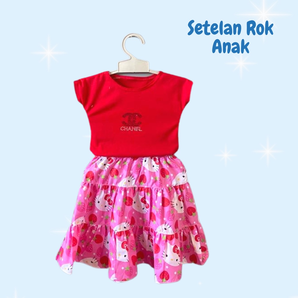 ELBOX Setelan anak Skirt 1 - 6 Tahun / baju anak perempuan / set anak/kaos anak/ koas anak perempuan