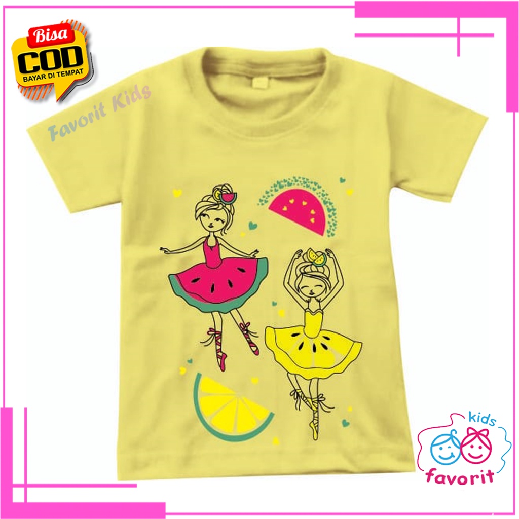 Favorit kids Baju kaos anak perempuan lengan pendek | kaos atasan anak perempuan usia 1-10 Tahun