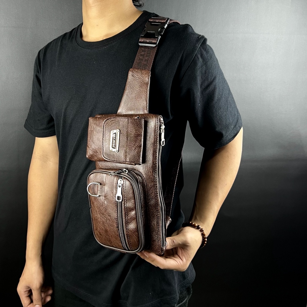 Waist Bag Tas Pinggang Tas Selempang Terbaru Polo Amstar Kulit PU Leather Premium Import Quality