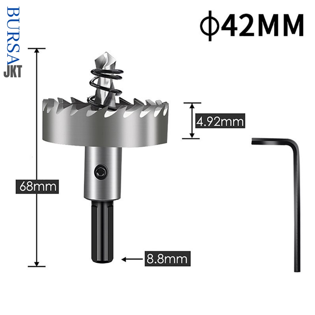 MATA BOR HOLE SAW STAINLESS STEEL PELUBANG BESI PLATE METAL DRILLING LOGAM 42 MM