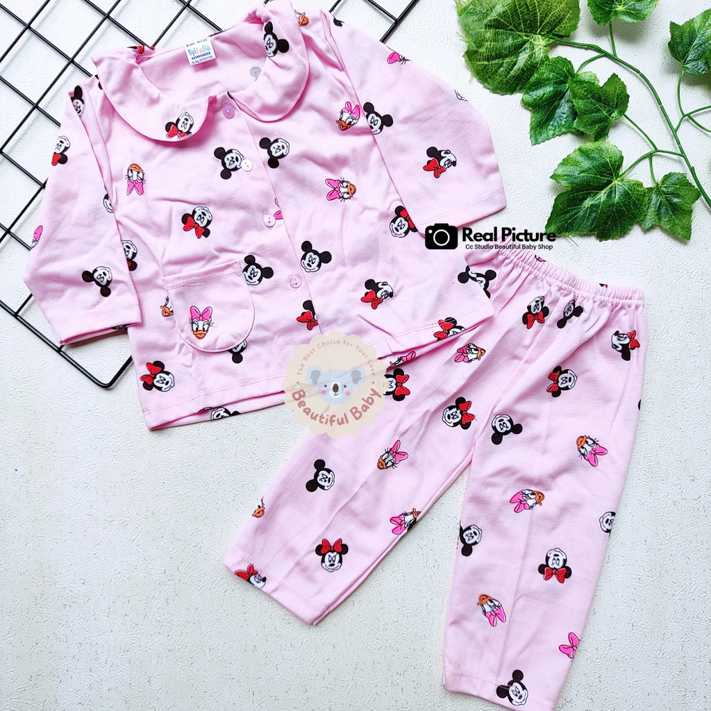 Setelan Piyama Baju Bayi Perempuan 3-18 Bulan Lengan Panjang Celana Panjang Motif Minnie Mouse / Baju Bayi Perempuan Syifana / Baby.ou