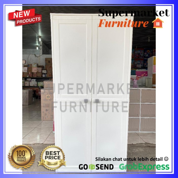 Lemari Lemari Plastik Club Spectra Large Premium Quality- Putih/Slchr Hanger