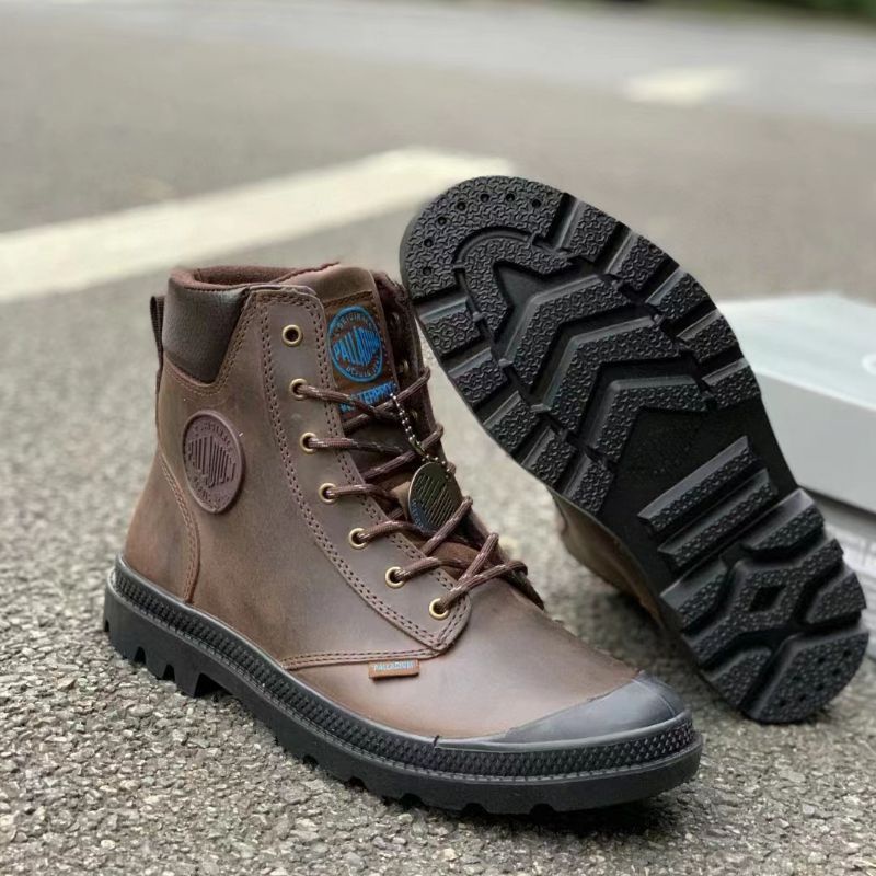 SEPATU PALLADIUM PAMPA CUFF WP LUX BOOTS RAIN STYLE DARK COFFEE GENUINE LEATHER