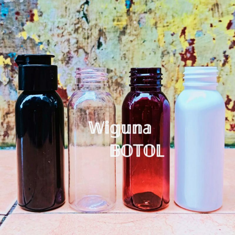 Botol Fliptop Jamur 60ml / Botol PET 60ml Neck 24 Tutup Fliptop Jamur Hitam