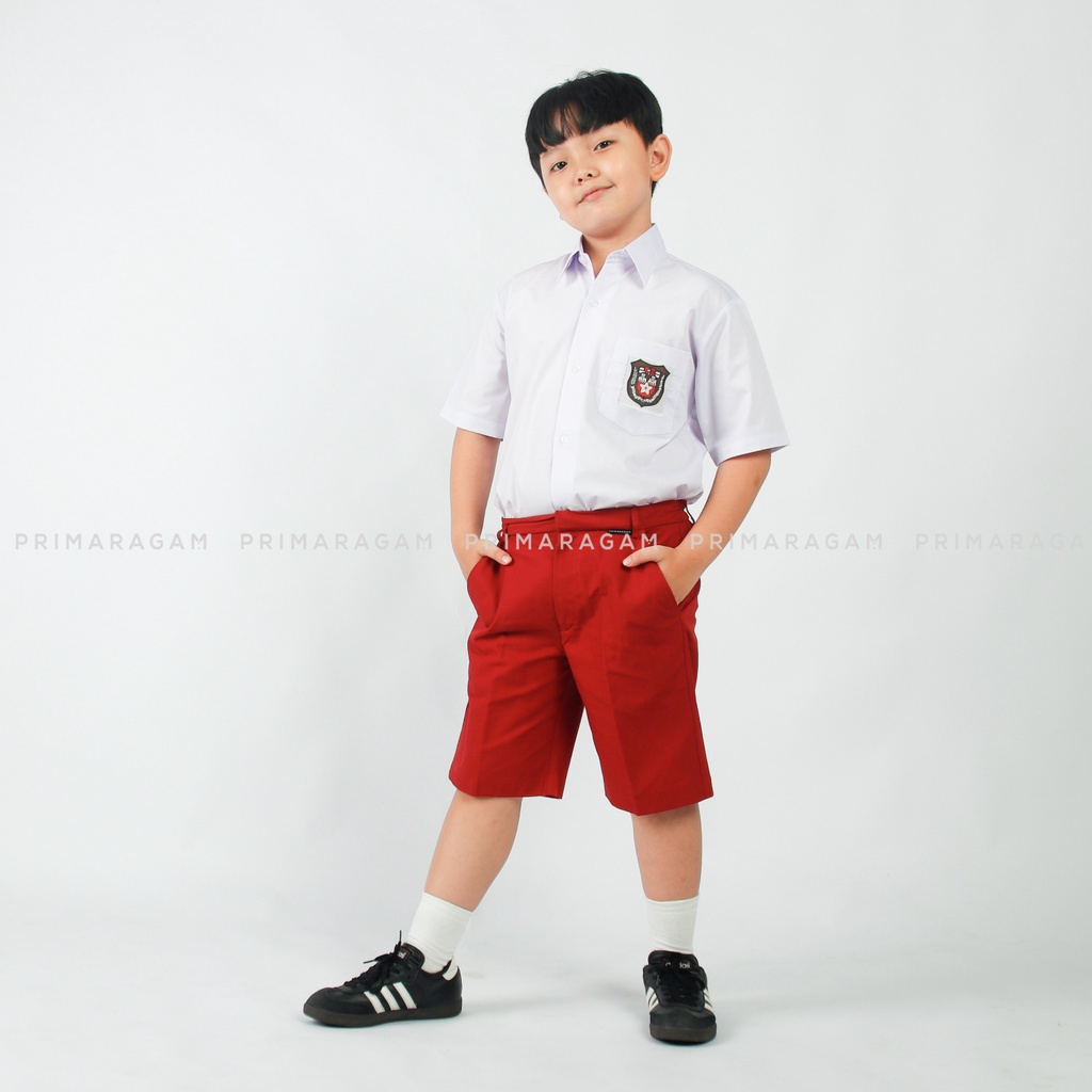 Primaragam Baju Seragam Sekolah Sd Laki Laki Perempuan Putih Lengan Pendek Kemeja Putra Putri
