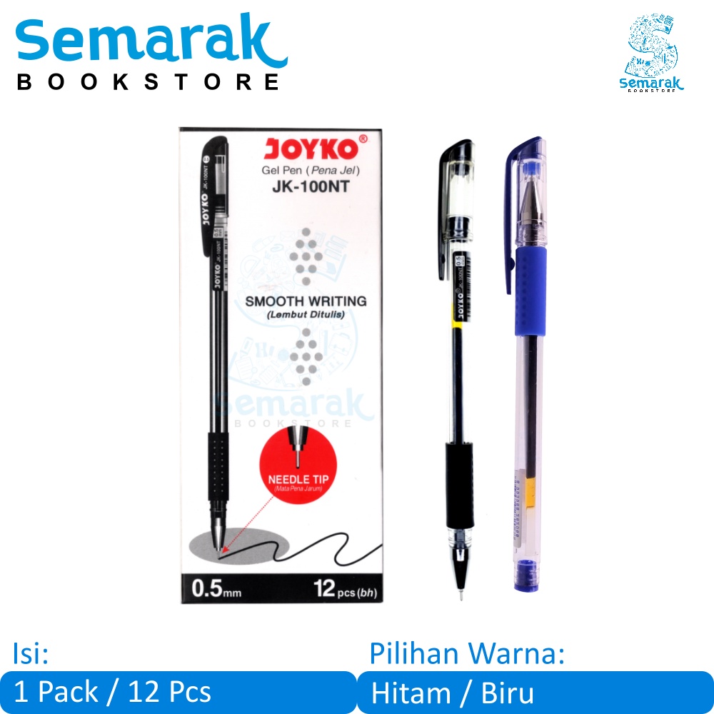 

Joyko JK-100 NT Pena Jel Lancip 0.5 - Hitam & Biru [6 + 6 Pcs]