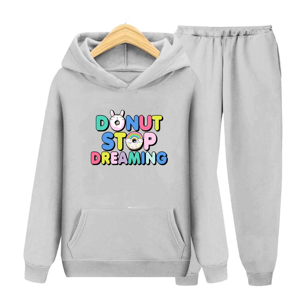 Setelan Anak Donut Stop Deaming / Set Hoodie topi Size S,M,XL,XXL