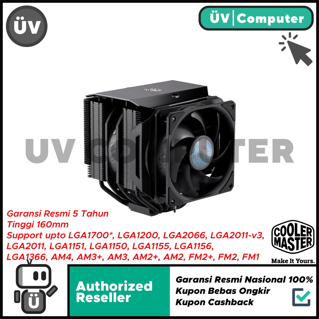 Cooler Master MasterAir MA624 Stealth Fan Processor Heatsink Tower CPU