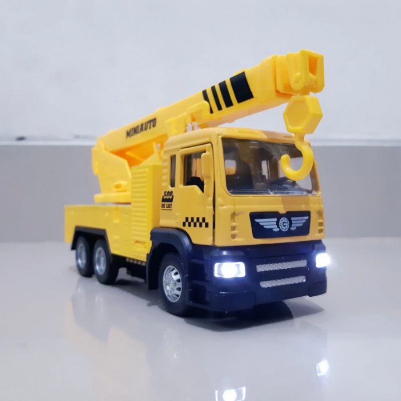 Diecast Truk Crane Alloy - Mainan Miniatur Mobil Truck Kontruksi Koleksi Anak